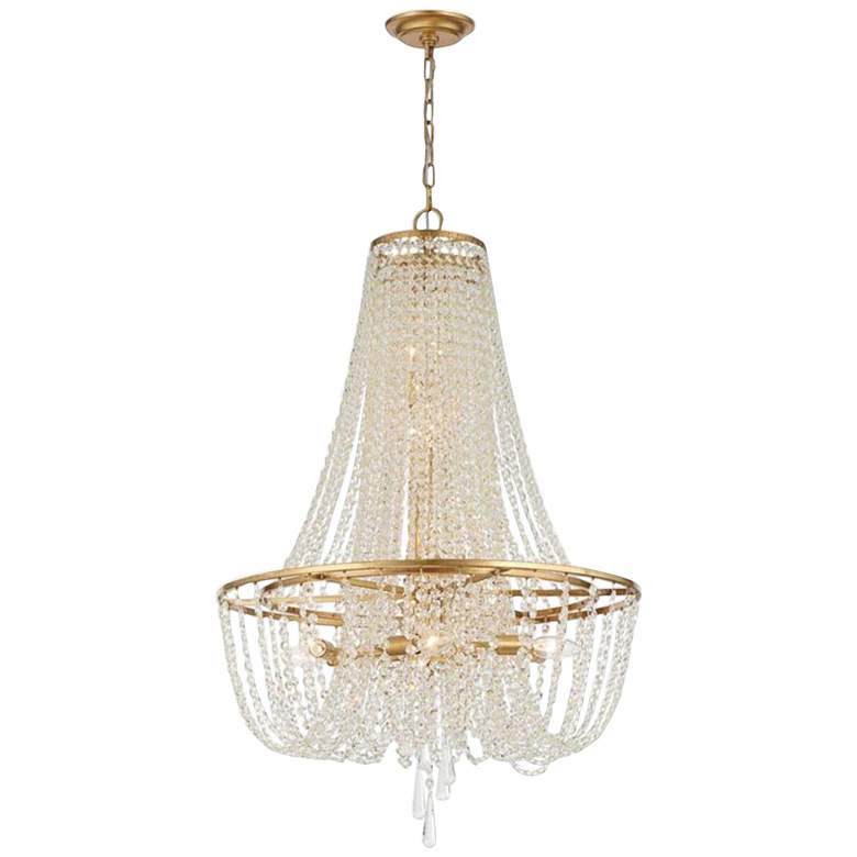 Image 2 Crystorama Arcadia 24 inch Wide Antique Gold Crystal Chandelier