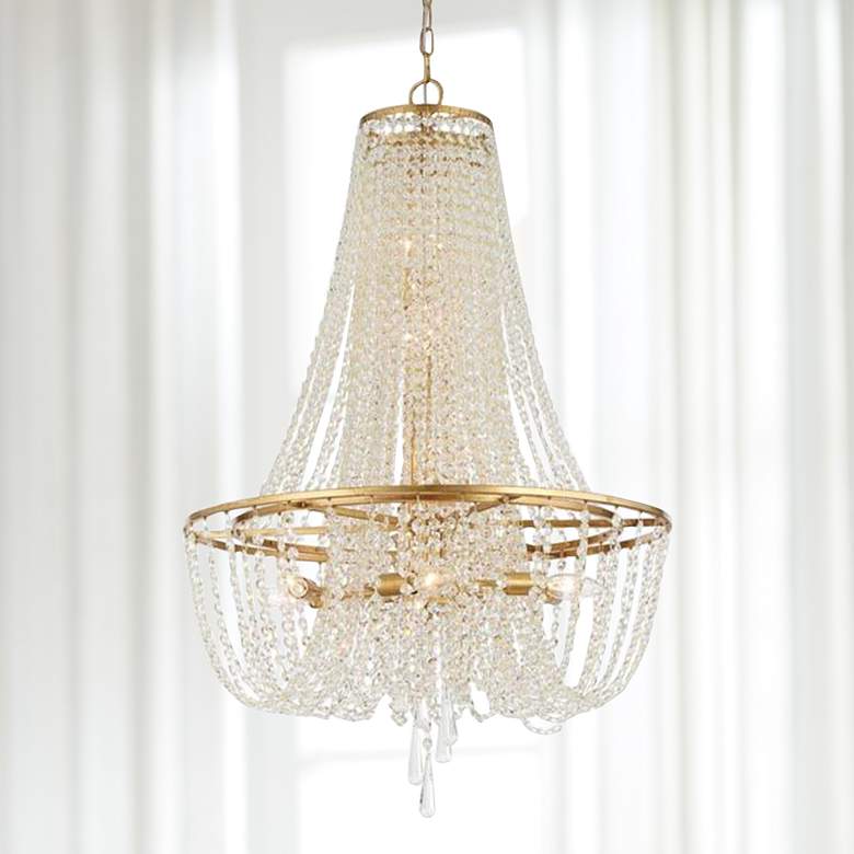 Image 1 Crystorama Arcadia 24 inch Wide Antique Gold Crystal Chandelier