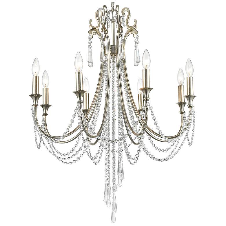 Image 2 Crystorama Arcadia 27 inchW Antique Silver Crystal Chandelier