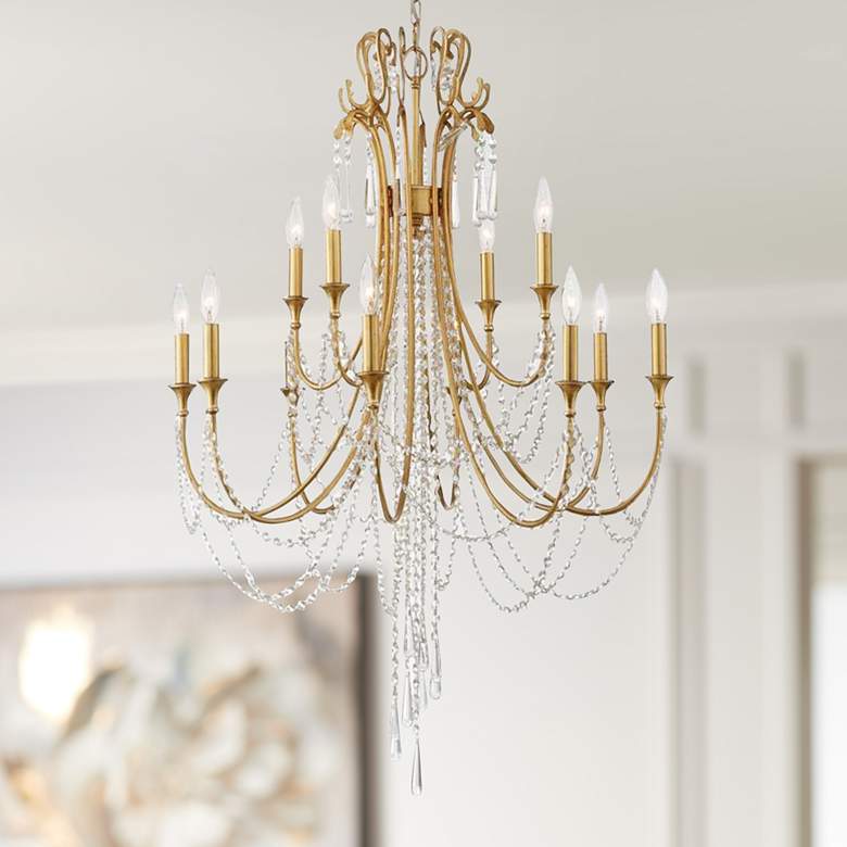 Image 1 Crystorama Arcadia 32 1/2" Wide 12-Light Antique Gold Chandelier