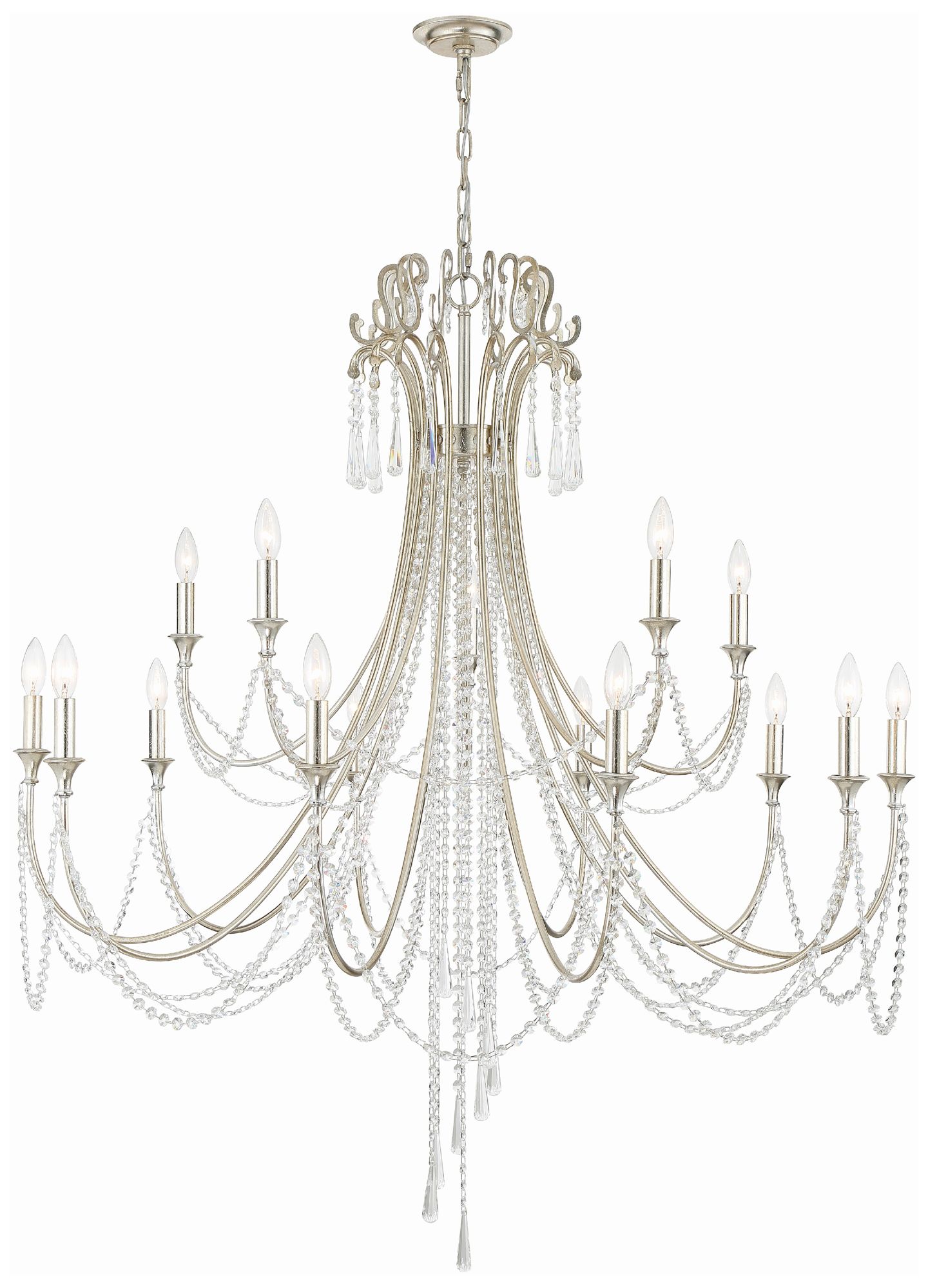 Crystorama Arcadia 46.25'' Antique Silver Chandelier