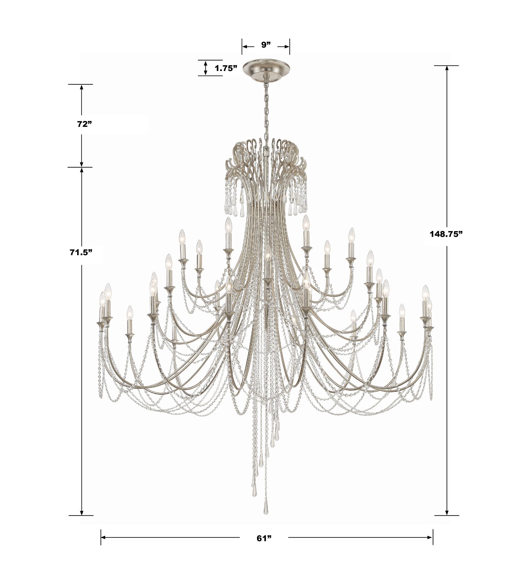 Image 5 Crystorama Arcadia 61'' Antique Silver Chandelier more views