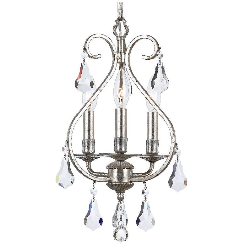Image 2 Crystorama Ashton 10"W Olde Silver 3-Light Mini Chandelier