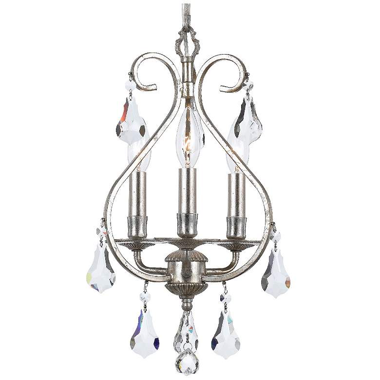 Image 2 Crystorama Ashton 10 inchW Olde Silver 3-Light Mini Chandelier