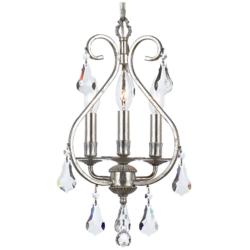 Crystorama Ashton 10"W Olde Silver 3-Light Mini Chandelier