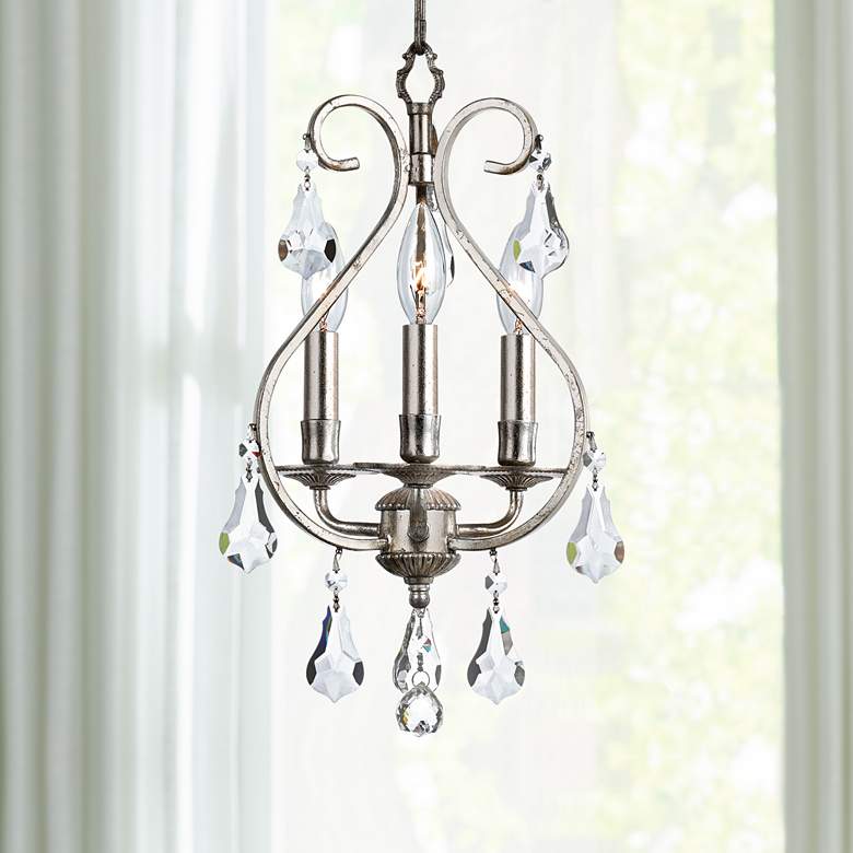 Image 1 Crystorama Ashton 10"W Olde Silver 3-Light Mini Chandelier
