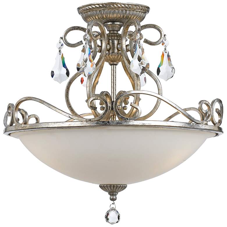 Image 2 Crystorama Ashton 16 1/2" Silver Scrolls and Crystal Ceiling Light