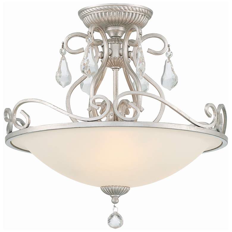 Image 2 Crystorama Ashton 16 1/2" Silver Scrolls and Crystal Ceiling Light