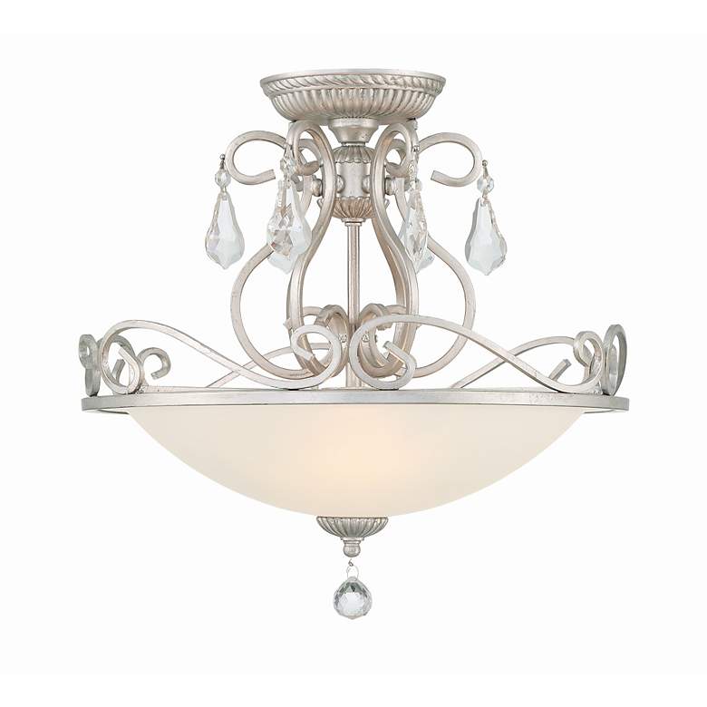 Image 3 Crystorama Ashton 16 1/2" Silver Scrolls and Crystal Ceiling Light more views