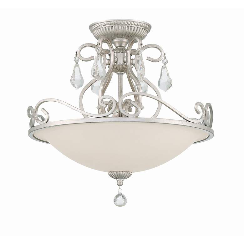 Image 4 Crystorama Ashton 16 1/2" Silver Scrolls and Crystal Ceiling Light more views