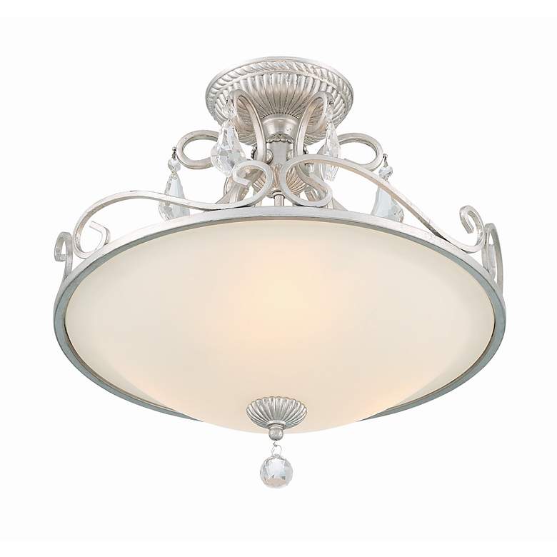 Image 5 Crystorama Ashton 16 1/2" Silver Scrolls and Crystal Ceiling Light more views