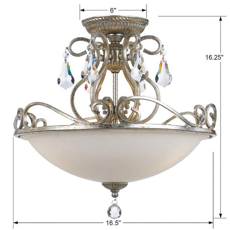 Image 6 Crystorama Ashton 16 1/2" Silver Scrolls and Crystal Ceiling Light more views
