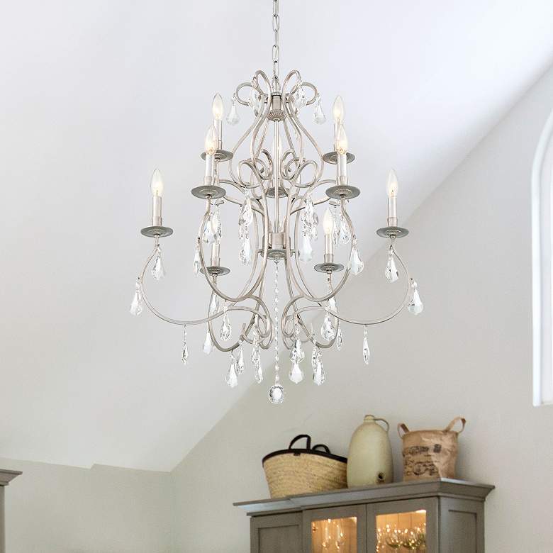 Image 1 Crystorama Ashton 25 1/2"W Olde Silver 9-Light Chandelier