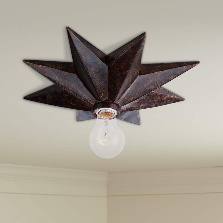 Image 1 Crystorama Astro 12"W English Bronze Starburst Ceiling Light