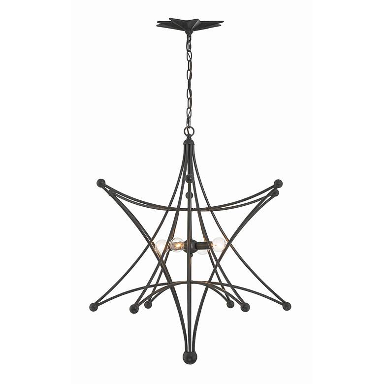 Image 4 Crystorama Astro 27 inch Wide Black Bronze 4-Light Chandelier more views