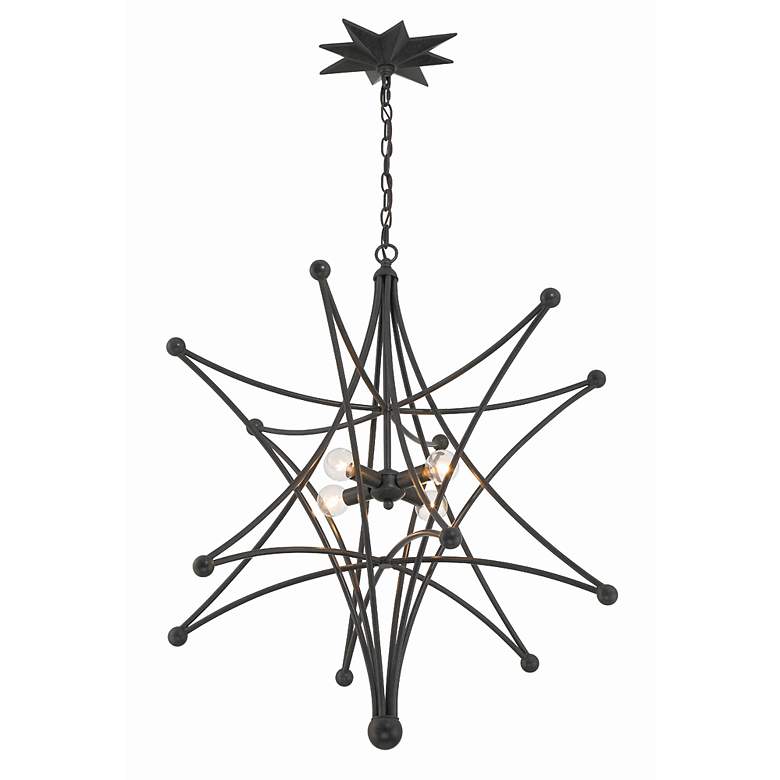 Image 5 Crystorama Astro 27 inch Wide Black Bronze 4-Light Chandelier more views