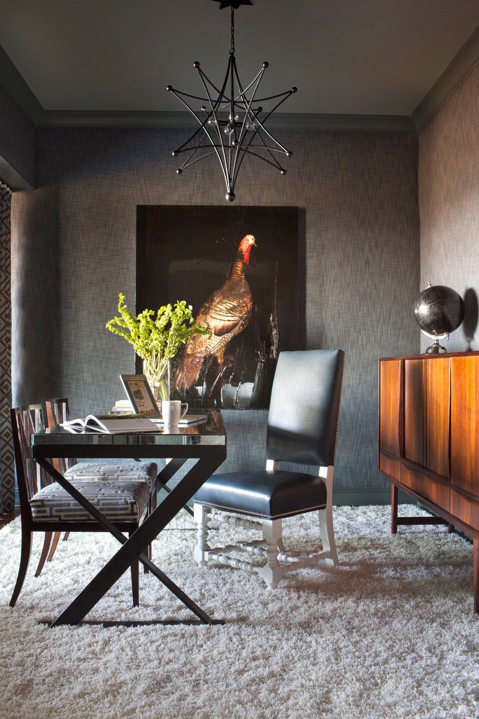 Crystorama Astro 27" Wide Black Bronze 4-Light Chandelier in scene