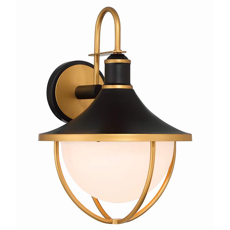 Image 1 Crystorama Atlas 1 Light Matte Black + Textured Gold Outdoor Sconce