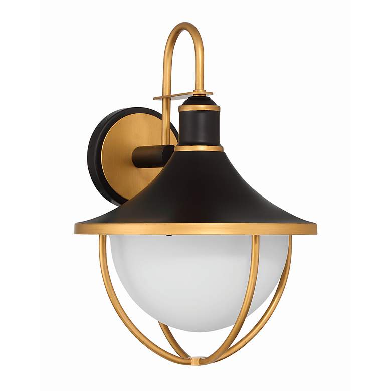 Image 2 Crystorama Atlas 1 Light Matte Black + Textured Gold Outdoor Sconce more views