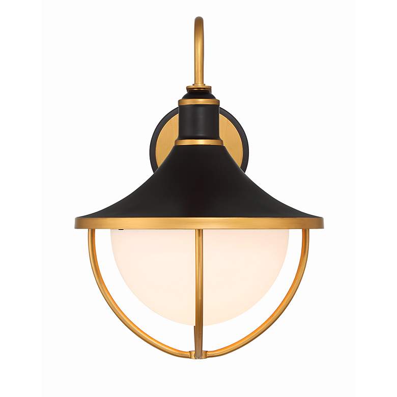 Image 3 Crystorama Atlas 1 Light Matte Black + Textured Gold Outdoor Sconce more views