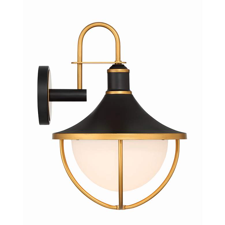 Image 4 Crystorama Atlas 1 Light Matte Black + Textured Gold Outdoor Sconce more views