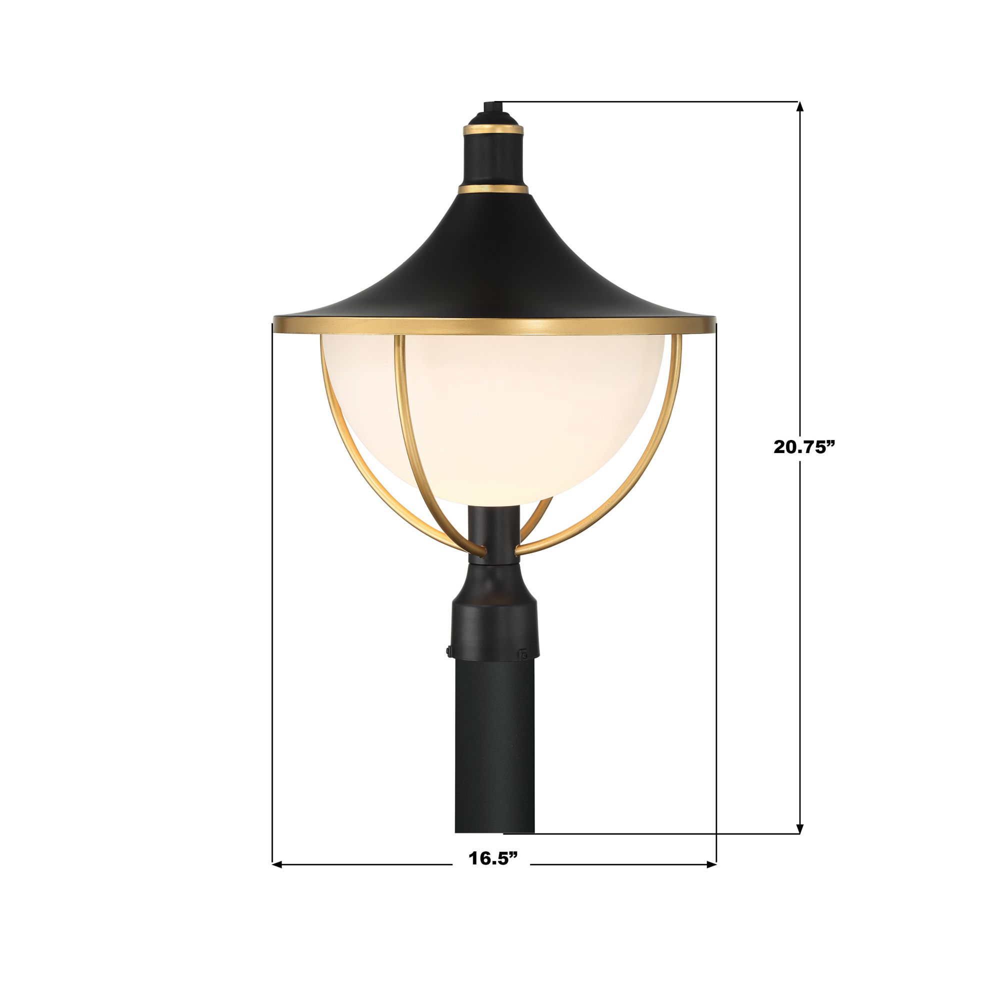 Image 6 Crystorama Atlas 16.5'' Matte Black + Textured Gold Outdoor Post more views