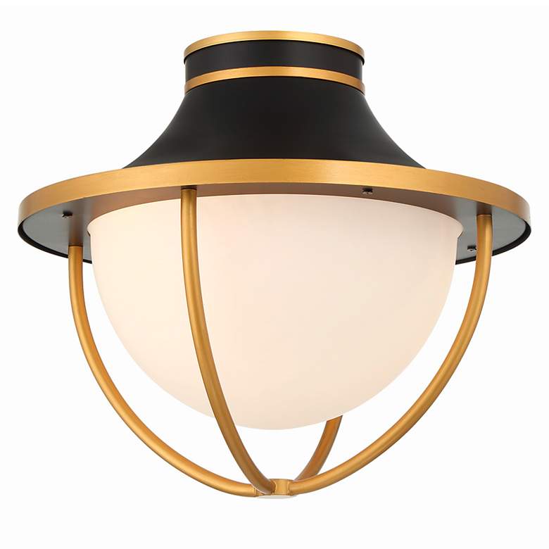 Image 1 Crystorama Atlas 2 Light Matte Black Textured Gold Outdoor Semi Flush Mount