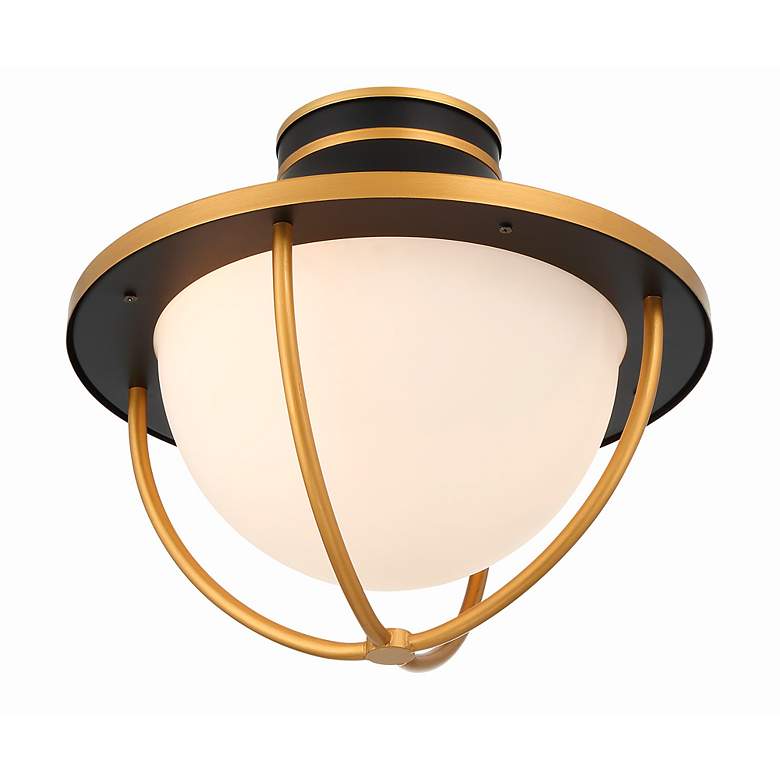 Image 3 Crystorama Atlas 2 Light Matte Black Textured Gold Outdoor Semi Flush Mount more views