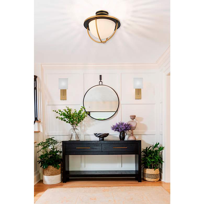 Image 5 Crystorama Atlas 2 Light Matte Black Textured Gold Outdoor Semi Flush Mount more views