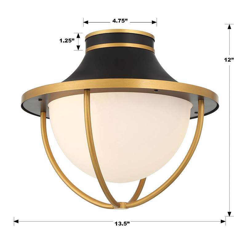 Image 6 Crystorama Atlas 2 Light Matte Black Textured Gold Outdoor Semi Flush Mount more views