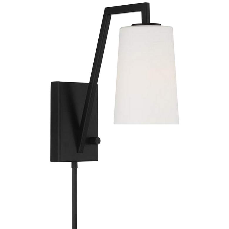 Image 1 Crystorama Avon 12 1/4 inch Matte Black Hardwire or Plug-In Wall Lamp
