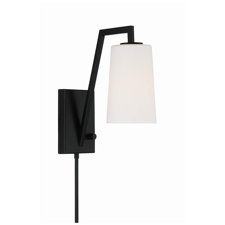 Image 1 Crystorama Avon 12 1/4" Matte Black Hardwire or Plug-In Wall Lamp