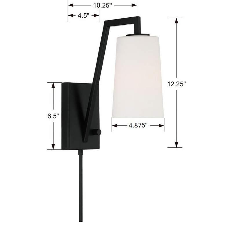 Image 6 Crystorama Avon 12 1/4" Matte Black Hardwire or Plug-In Wall Lamp more views