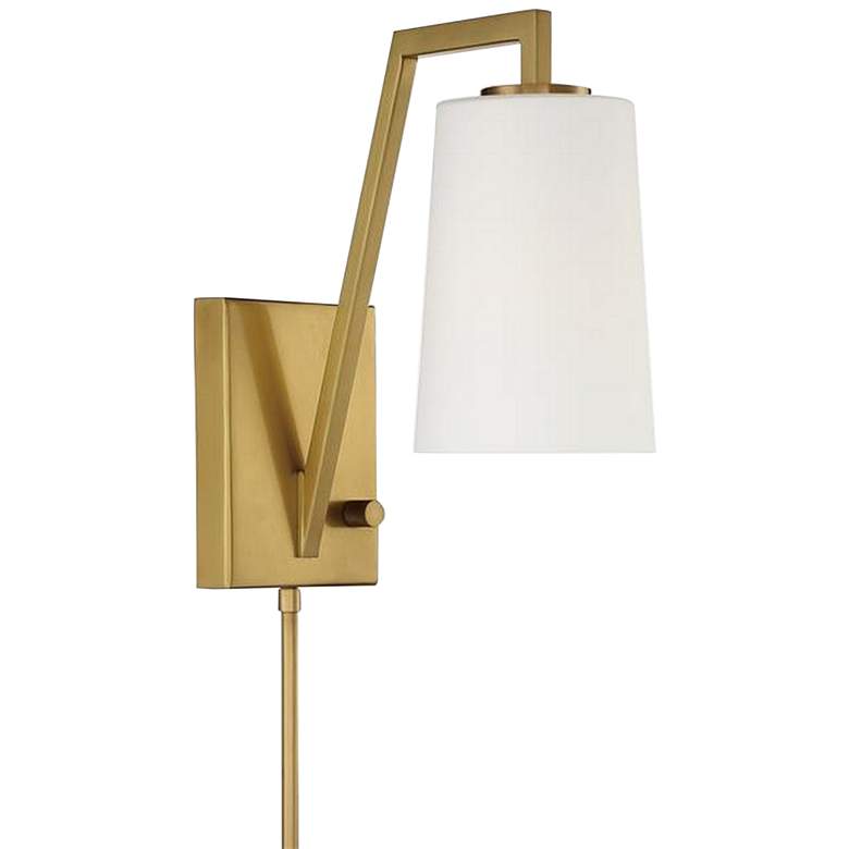 Image 2 Crystorama Avon Aged Brass Plug-In/Hardwire Wall Lamp