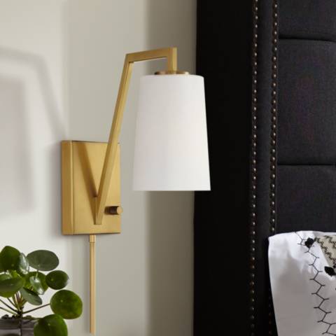 Crystorama Avon Aged Brass Plug-In/Hardwire Wall Lamp - #603E0 | Lamps Plus