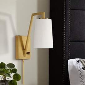 Image1 of Crystorama Avon Aged Brass Plug-In/Hardwire Wall Lamp