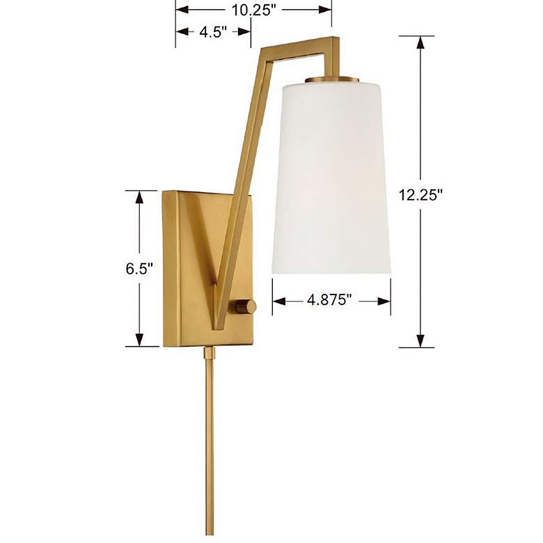 Image 6 Crystorama Avon Aged Brass Plug-In/Hardwire Wall Lamp more views