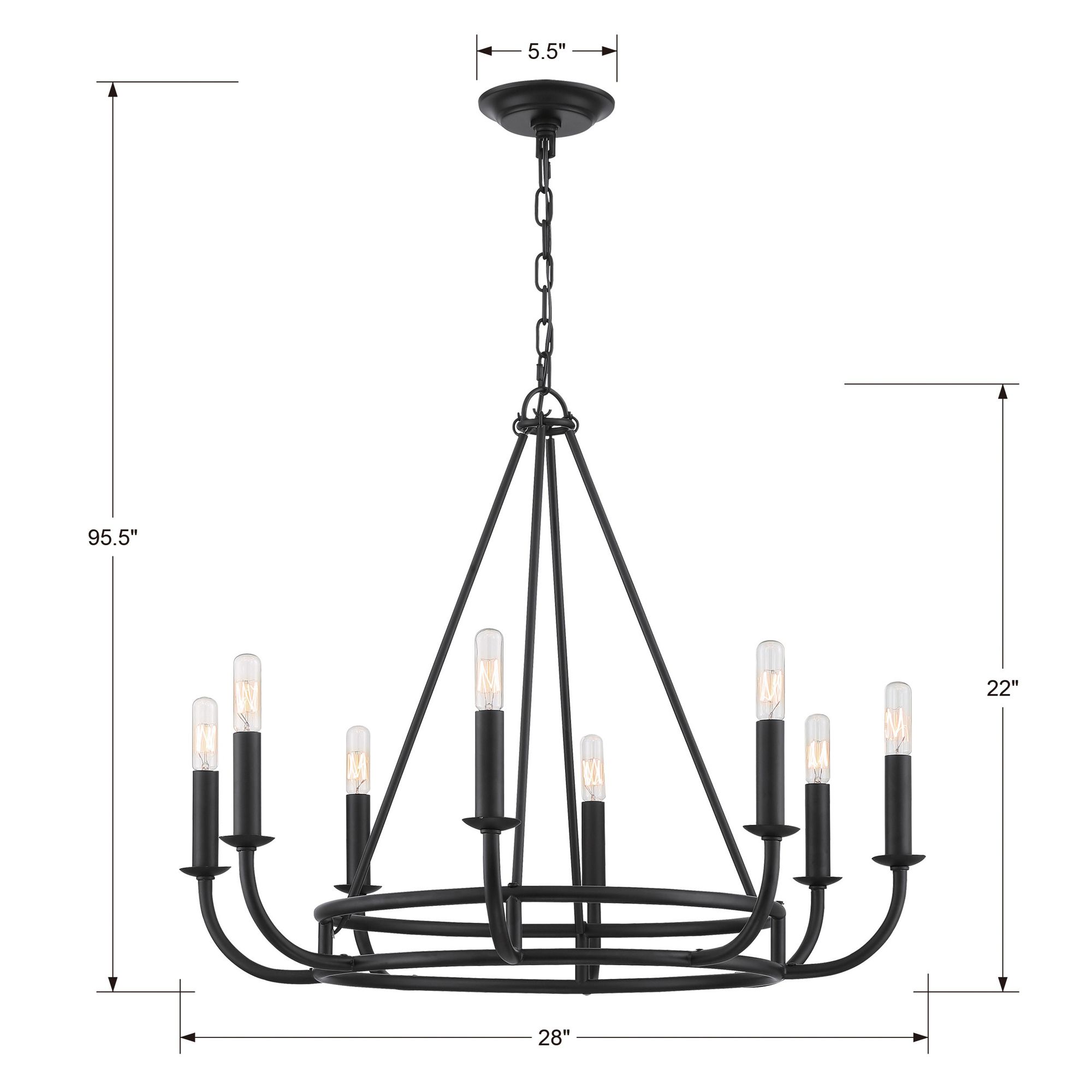 Crystorama Bailey 28'' Matte Black Chandelier
