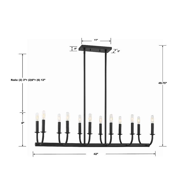 Image 4 Crystorama Bailey 42" Wide 12-Light Matte Black Linear Chandelier more views