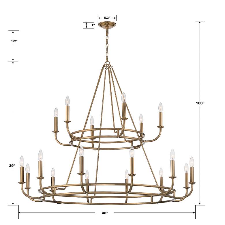 Image 5 Crystorama Bailey 48" Wide Aged Brass 18-Light Chandelier more views