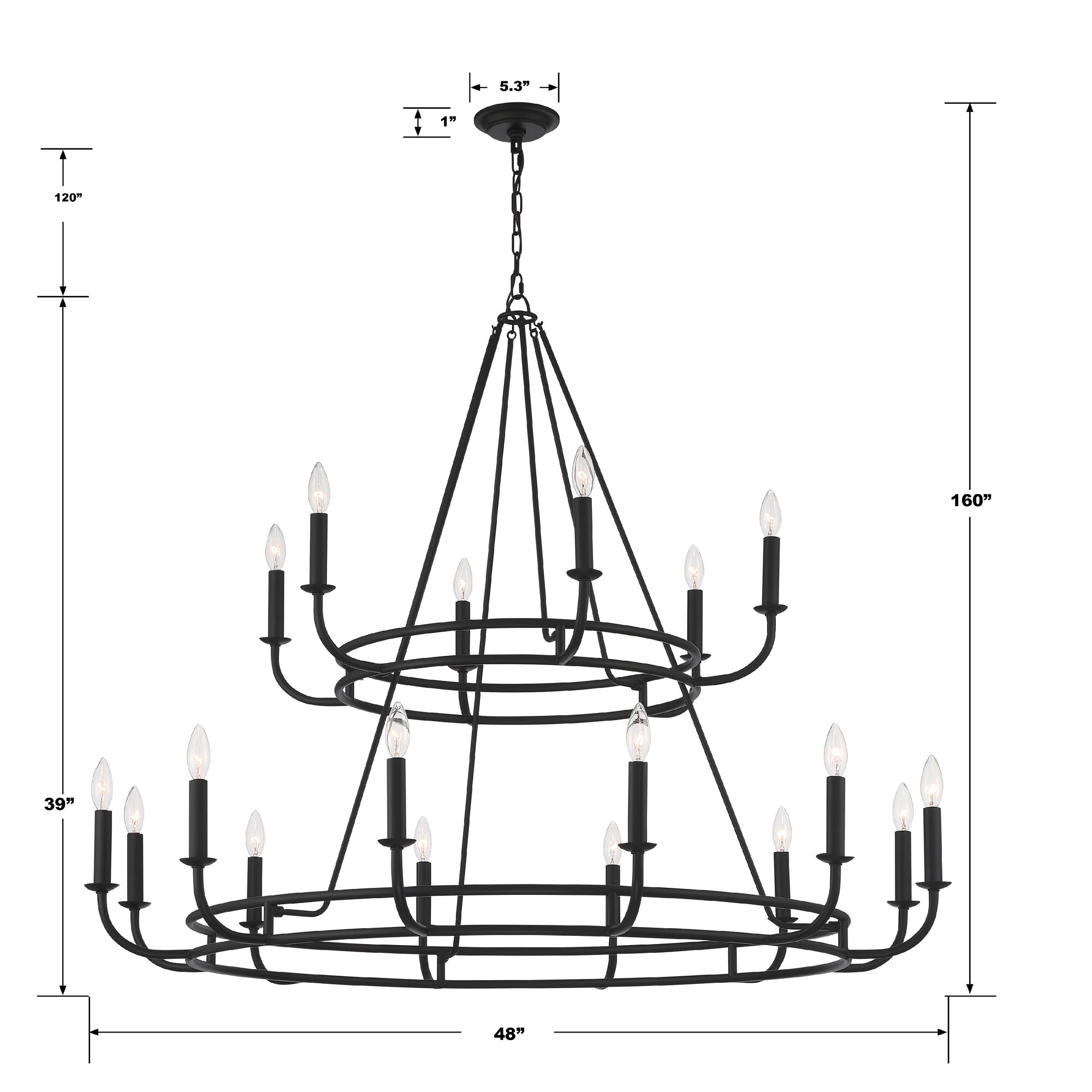 Crystorama Bailey 48" Wide Matte Black 18-Light Chandelier in scene