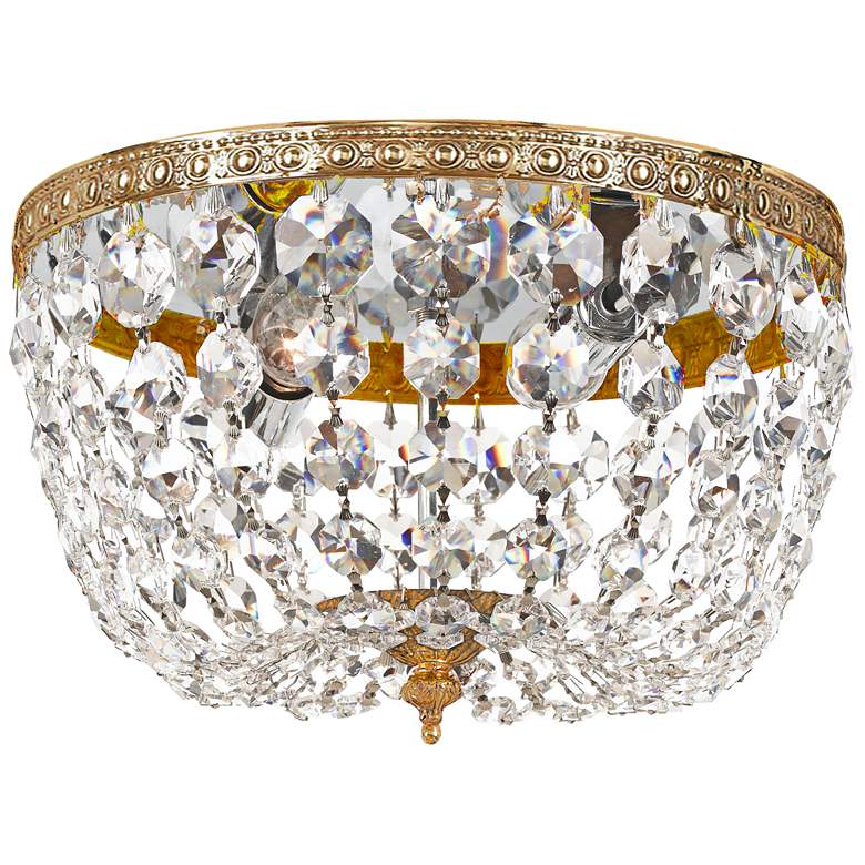 Image 1 Crystorama Basket Crystal 10" Wide Brass Ceiling Light
