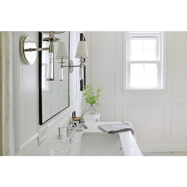 Image 6 Crystorama Baxter 12" High Glass Stem Nickel Wall Sconce more views