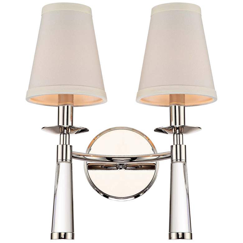 Image 1 Crystorama Baxter 12 inchH Nickel 2-Light Glass Wall Sconce
