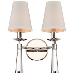 Crystorama Baxter 12&quot;H Nickel 2-Light Glass Wall Sconce