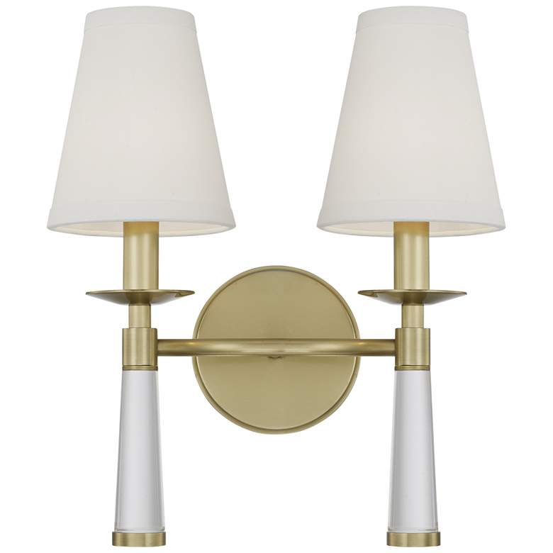 Image 1 Crystorama Baxter 15" High Aged Brass 2-Light Wall Sconce