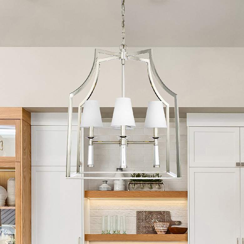 Image 1 Crystorama Baxter 30" Wide Polished Nickel 4-Light Pendant