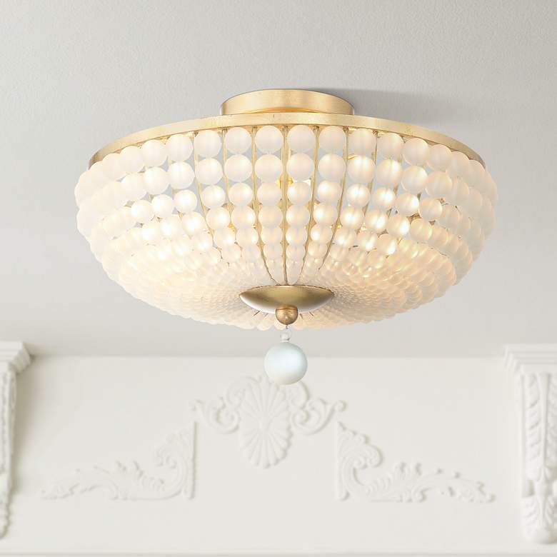 Image 1 Crystorama Bella 15 3/4"W Antique Gold 3-Light Ceiling Light