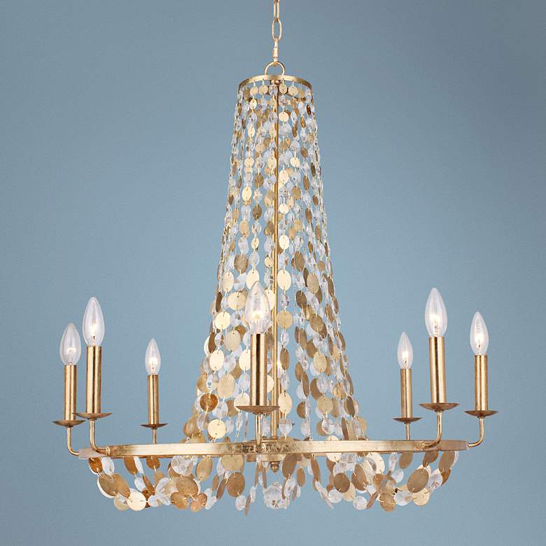 Image 1 Crystorama Bella 29 inch Wide Antique Gold 8-Light Chandelier