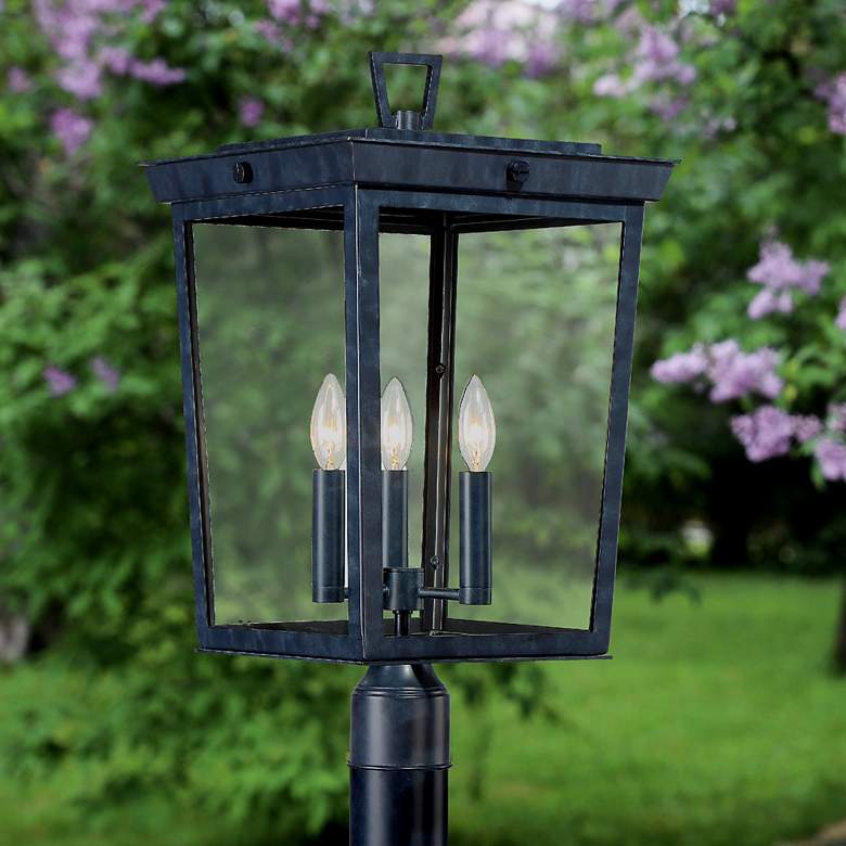 Image 1 Crystorama Belmont Graphite 3-Light Outdoor Post Light
